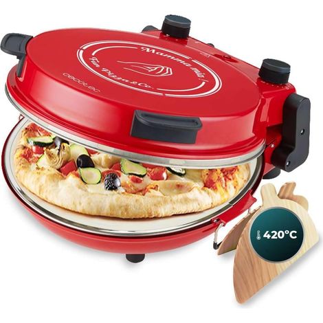 four électrique pour pizza 1200 w avec plaque en pierre céramique, minuterie 15 min, température jusqu’à 420 °c (1/5)