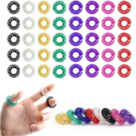 Akupressur Ring Set, 40 Stück Bunte Fingermassagering zur Förderung der Durchblutung & Stressabbau – Massageringe für Finger, Anti Stress Toy für Erwachsene & Kinde
