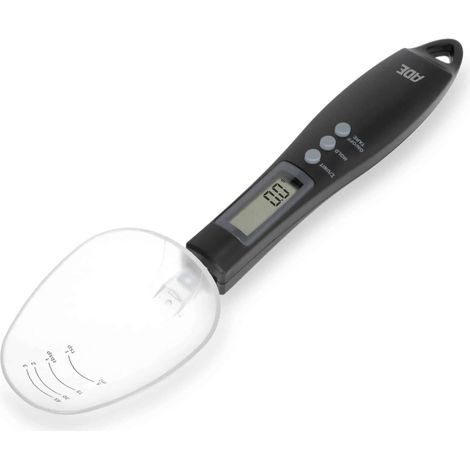 Cucchiaio dosatore ADE con scala graduata, fino a 300 g, 25 cm, nero