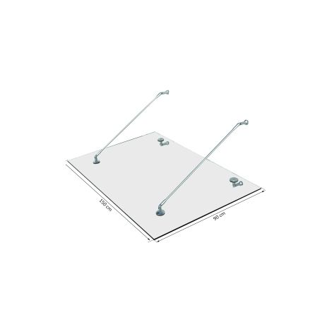 Auvent de porte en verre trempé avec fixations en acier inoxydable 304, 150x90 cm (1/5)