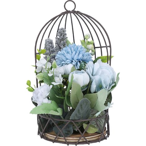 Cage à oiseaux décorative en métal, support de pot de fleurs, hortensia suspendu, support de Pot de fleur pour mariage bleu (1/5)