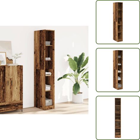 Kleiderschrank Altholz-Optik 30x50x200 cm Holzwerkstoff - Kleiderschrank - Kleiderschränke - Schrank - Kleidung Organizer (1/5)