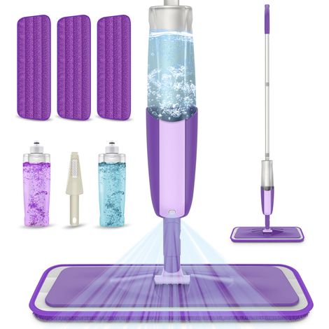Balais Serpillère Vaporisateur, Balai Lave Sol avec 2 Reservoirs-Violet (1/5)