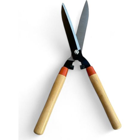Forbice da giardinaggio per siepi con lame ondulate da 25 cm e manico in legno antiscivolo lunghezza totale 56 cm (1/2)