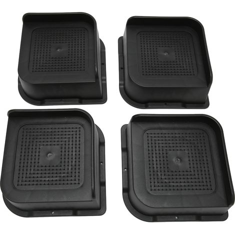 Lot de 4 rehausseurs de lit en ABS en forme de L, antidérapants, pour pieds de chaise, rehausseurs de meubles, blocs de support pour bureau, armoire, canapé, tables, noir, 5,1 cm/2 pouces (1/5)