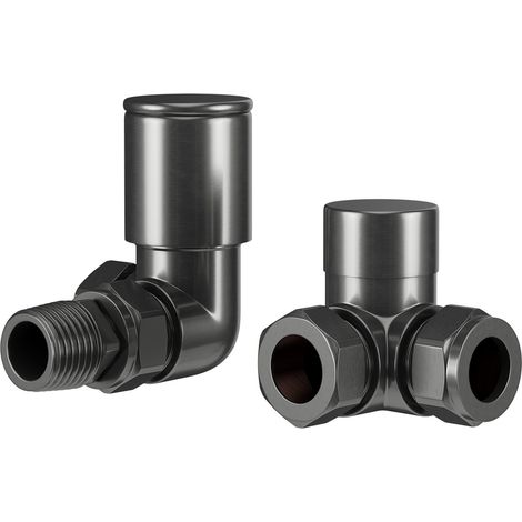 Colore Dias Gunmetal Grey Round Corner Radiator Valves (1/5)