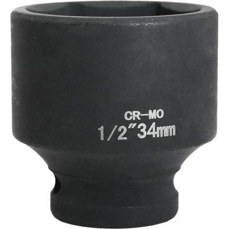 douille 34mm 1/2" 6 pans, douille a choc 1/2 34 mm Acier Chrome-Molybdène CR-MO(Black) (1/5)