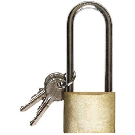 Lucchetto in ottone tipo pesante arco lungo con chiave riproducibile - Larghezza: 30 mm