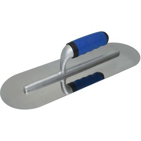 BUNTHAUS Truelle de lissage ronde en acier inoxydable - 300 x 100 mm - Poignée en caoutchouc - Avant plat - Truelle de nettoyage - Outil de nettoyage pour béton - Outil de lissage et de traitement de (1/3)