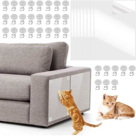 Cat Furniture Protectors, 8 Pieces Cat Scratch Protector Cat Claw Protectors with 32 Screws (1/4)