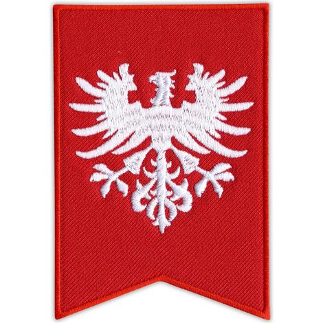 Patchion, bandiera della rivolta della Grande Polonia del 1918-1919 - aquila senza corona - Retro autoadesivo - Toppa/distintivo/emblema ricamato