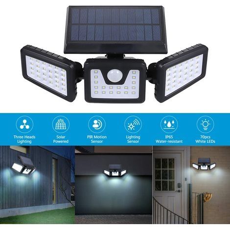 100 LED Solar-Wandleuchten für den Außenbereich, Bewegungsmelder-Solarleuchten für Terrassentür, Garten, Einfahrt, Garage (2er-Pack) (1/4)