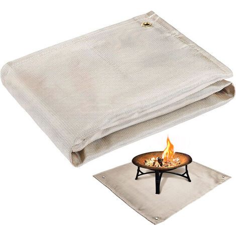 Tapis de foyer - Couverture ignifuge de 99 x 99 cm pour foyer, compatible avec poêle Solo, tapis résistant à la chaleur pour terrasse en bois et pelouse - Marron (1/4)