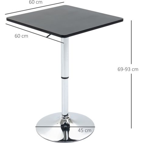 Verstellbarer Bartisch 60x60x93 cm aus Holz und schwarzem Metall, drehbar – MEUBLIV (1/5)