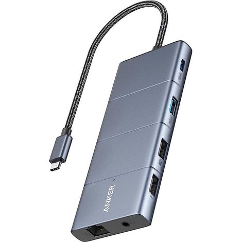 Concentrador USB-C Anker 565 (11 en 1) 1 x USB-C de 10 Gbps 1 y USB-A 1 x HDMI 1 x DP 1 x USB-C de 100 W 1 x Ethernet 1 x AUX 1