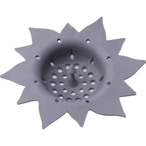 Filtre d'évier en silicone en forme de fleur, ventouse pour siphon de sol de salle de bain/douche, filtre à cheveux, passoire, gris, haute qualité (1/5)