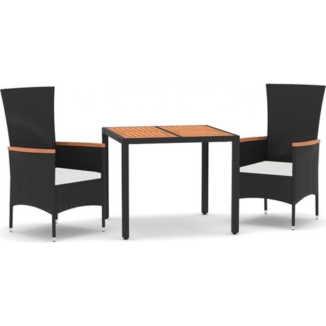 Maison Exclusive - Ensemble à manger de jardin avec coussins 3 pcs Noir (1/5)