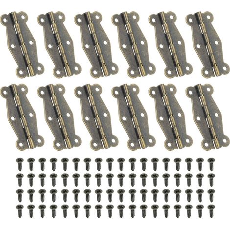 12 Pcs Petites Charnières Mini de Boîte Vintage 49mm Marron (1/5)