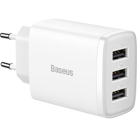 Caricabatterie da muro compatto 3x USB 17W bianco (1/5)