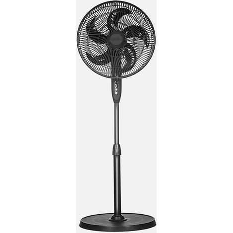Ventilador De Pie Siluro Negro 3vel 50w 5asp Fijo Y Rotatorio Regx42x42cm