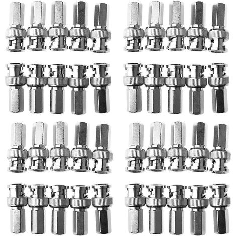 40 connecteurs coaxiaux mâles BNC à visser, compatibles avec le câble CCTV RG59 (1/5)