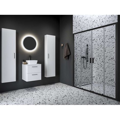 Ravak Blix II - Duschtür zweiflügelig NBLDP4-180, 180x195 cm, Schwarz/Klarglas 0YMY0300Z1 (1/3)