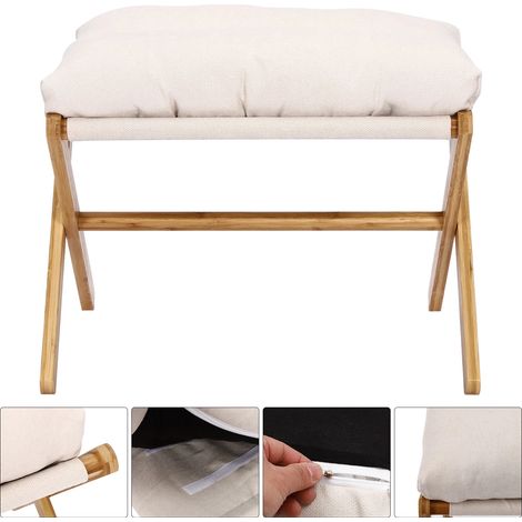 Foldable Footstool, Upholstered Footrest, Modern Folding Foot Stool for Living Room Bedroom Office (1/5)