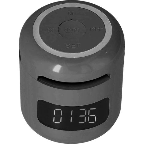 JM01 Multifunktionaler und tragbarer Bluetooth-Wecker mit Lautsprecher und einstellbarem LED-Display, schwarz (1/5)