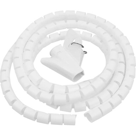 Spiral Cable Management Ducting 22mm x 2m Flexible Cable Protector for Home Office PC TV White (1/5)