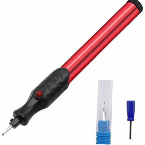 Engraving Pen Electric Engraving Pen Engraver Carve Tool Mini Kit For Engraver Chisel Jewelry Metal Glass Tools Wood Carving Red Leather (1/5)