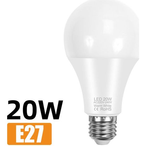 Ampoule LED à économie d'énergie pour l'éclairage domestique intérieur-E27, 20W, 2700-3500K, AC220-240V, blanc, 1pc (1/5)