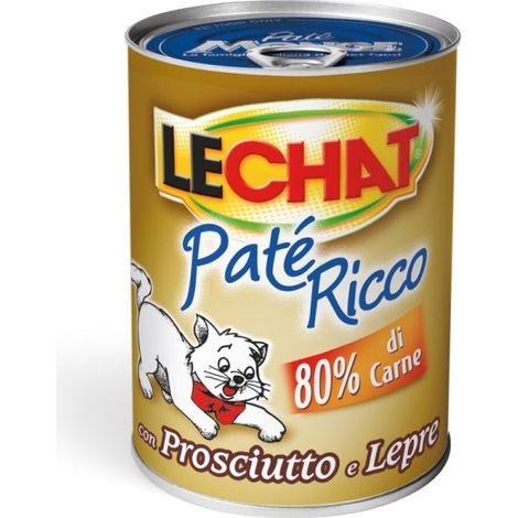 PATE' PER GATTI 'LECHAT RICCO' prosciutto e lepre - gr 400- 24 pezzi - MONGE