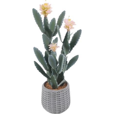 Plante de cactus artificielle, texture réaliste, décoration en pot faux, Fleur Rose (1/2)