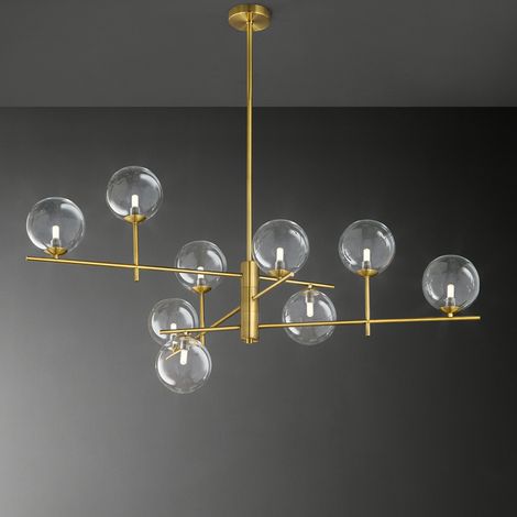 Plafoniera Contemporanea Pyrex Metallo Ottone 9 Luci G9 Ip20 (1/3)