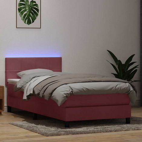 Boxspringbett mit Matratze & LED Rosa 80x220 cm Samt