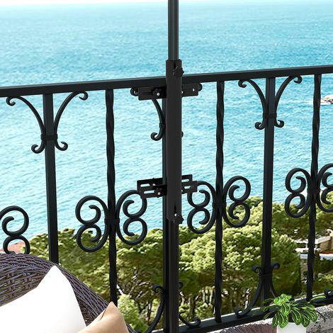 Pied parasol fixation balcon garde-corps support balustrade pour mât 48mm et 38mm