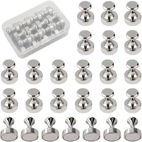 25 pcs Aimants Puissants, 16x12mm Aimant Neodyme avec boîte de Rangement, Petits Punaise Magnétiques pour Cuisine Réfrigérateur Bureau Tableau Blanc (1/5)