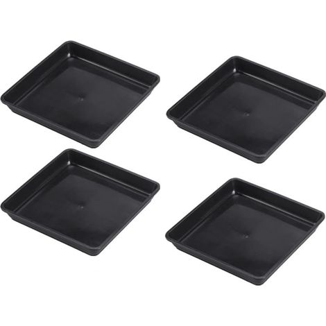 Plateau De Plante Carré - 7 Pouces - PP - Pour Jardin Intérieur Et Extérieur - Lot De 4 (1/5)