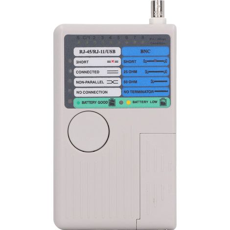 Testeur de câble 4-en-1 RJ45 RJ11 BNC USB, détecteur rapide avec module amovible, mesure jusqu'à 90m pour réseau, téléphone et coaxial. (1/5)