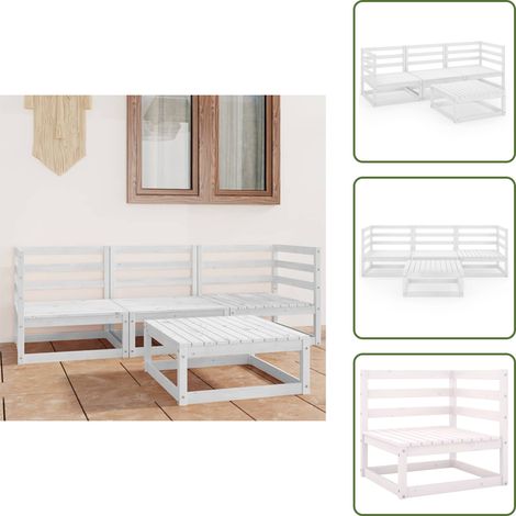 Muebles de exterior - vidaXL Set de salón de jardín de 4 pzas blanco madera maciza de pino - Sofás de jardín