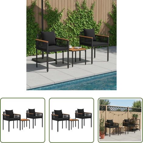 PE-Rattan - Gartenmöbel Set mit Kissen Schwarz Poly-Rattan (1/5)