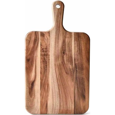 Planche À Découper Ronde En Bois - Avec Poignée Ergonomique - Pour Viande Fromage Légumes Pain - Idéale En Cuisine Intérieure Ou Extérieure - 1 Pièce (1/5)
