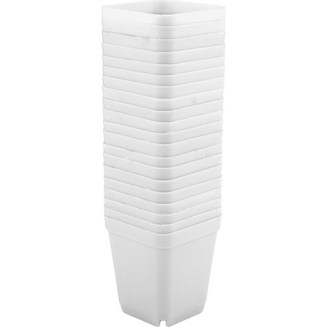 20 mini-pots succulentes modernes, petits contenants carrés en plastique blanc, pots carrés pour plantes grasses