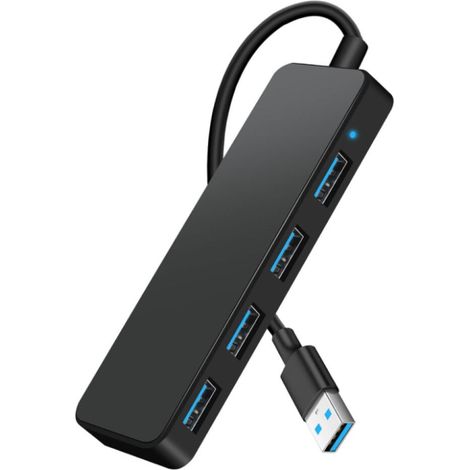 Hub USB 3.0, adaptateur multiport USB à 4 ports, répartiteur, compatible avec PC, souris, imprimante, clavier, Dell, disque dur