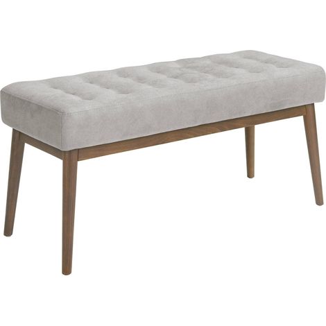 Tabouret rembourré tissu gris et pieds noyer Angel Cerda - Gris nuancé de noyer (1/5)