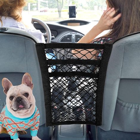 3-lagiger Auto-Organizer aus Netzgewebe für Handtaschen zwischen den Autositzen, Hundetasche (1/5)