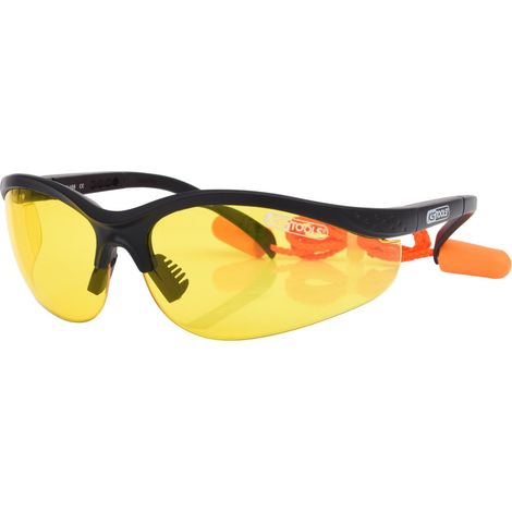 Gafas protectoras - amarillas con tapones para los oídos, (1/4)
