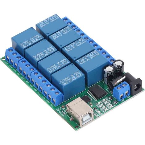 Module Relais 8 Canaux DC12V UART Port Série Interrupteur pour PLC Moteur LED PC Contrôleur USB Multi-Fonction Commande à Distance (1/5)