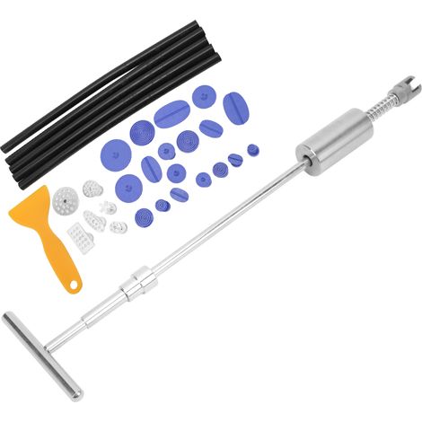 33-teiliges Set zur lackschadenfreien Ausbeultechnik, T-Zapfzange mit Zuglaschen und Schaber für die Reparatur von Fahrzeugkarosserien (1/5)