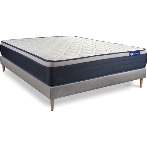 Actisom – Ensemble matelas ressorts ensachés et mémoire de forme 160x200 cm – Épaisseur 26 cm – Confort ferme – Sommier tapissier à lattes 14 cm - 7zones